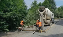 Ordu'da üç ilçeyi birleştiren yolda beton hamlesi